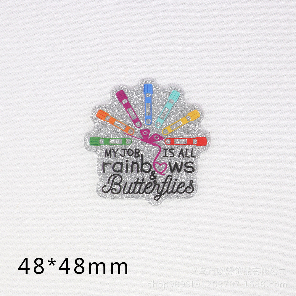 Wholesale   10pcs  New loose powder cross-border cartoon letter drink love bag j05ewelry acrylic pin DIY patch accessories