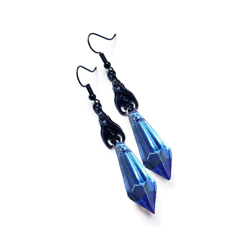 Wholesale Red and black gemstone dark bat earrings