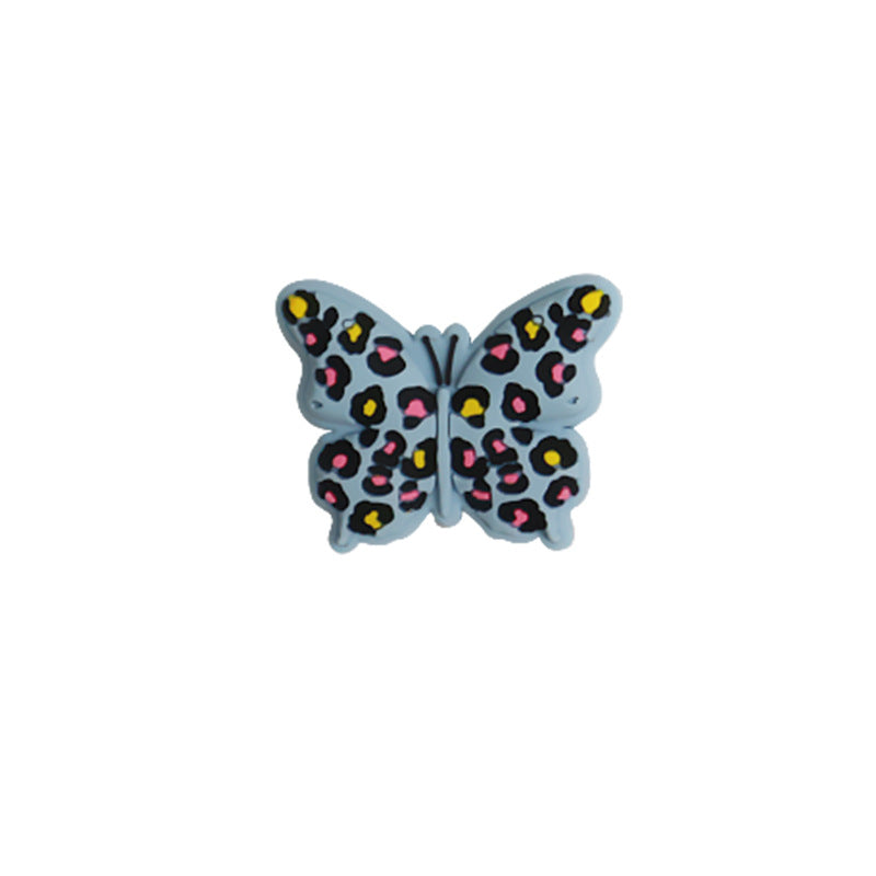 Wholesale 10pcs Creative Leopard Butterfly Silicone Loose Beads