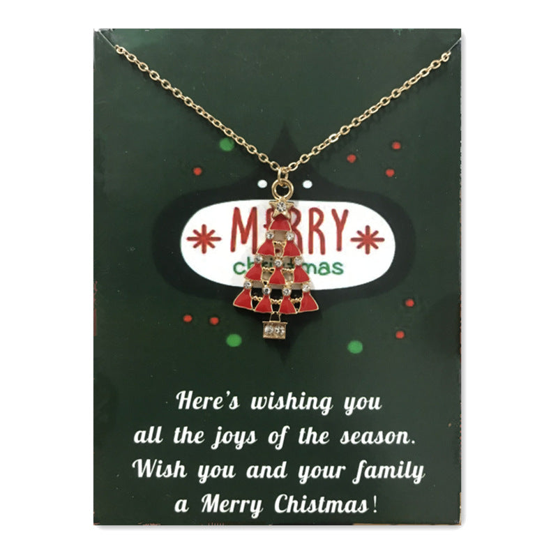 Wholesale Christmas Tree Pendant Card Necklace Clavicle Chain