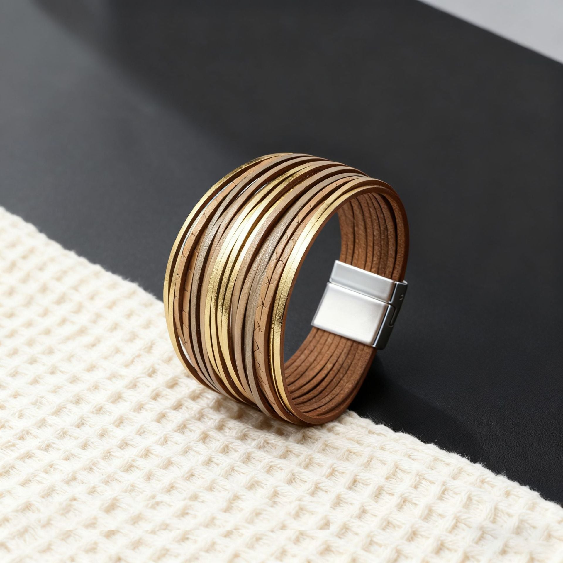 Wholesale Color-blocked embossed  Layered Bracelet Set