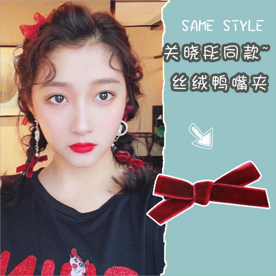 Wholesale Christmas Red Velvet Bow Hoops