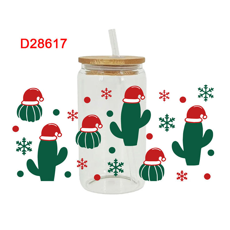 Wholesale Colorful Christmas Series  16oz Cup UV DTF Wraps