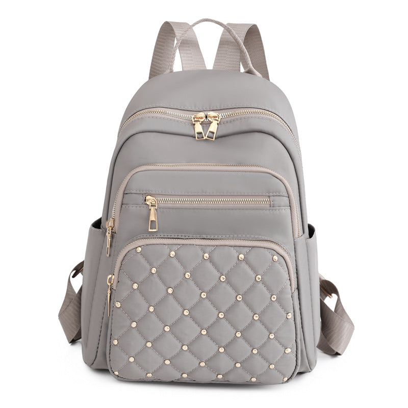 Wholesale Solid Color Diamond Car Stitching Rivets Oxford Cloth Backpack