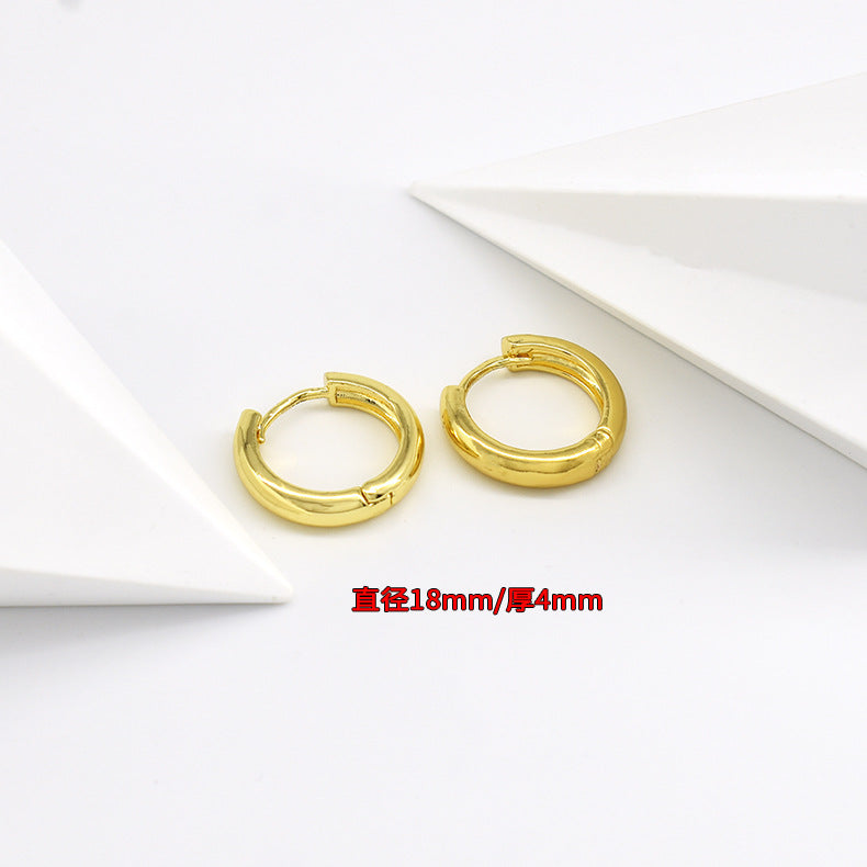 Wholesale Smooth European and American Fashionable Versatile Simple Copper Gold-plated Earrings