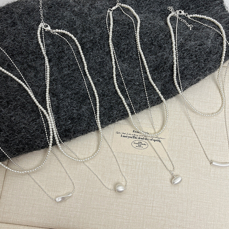 Wholesale Japanese and Korean Silver Brushed Heart Design Necklace Women' s