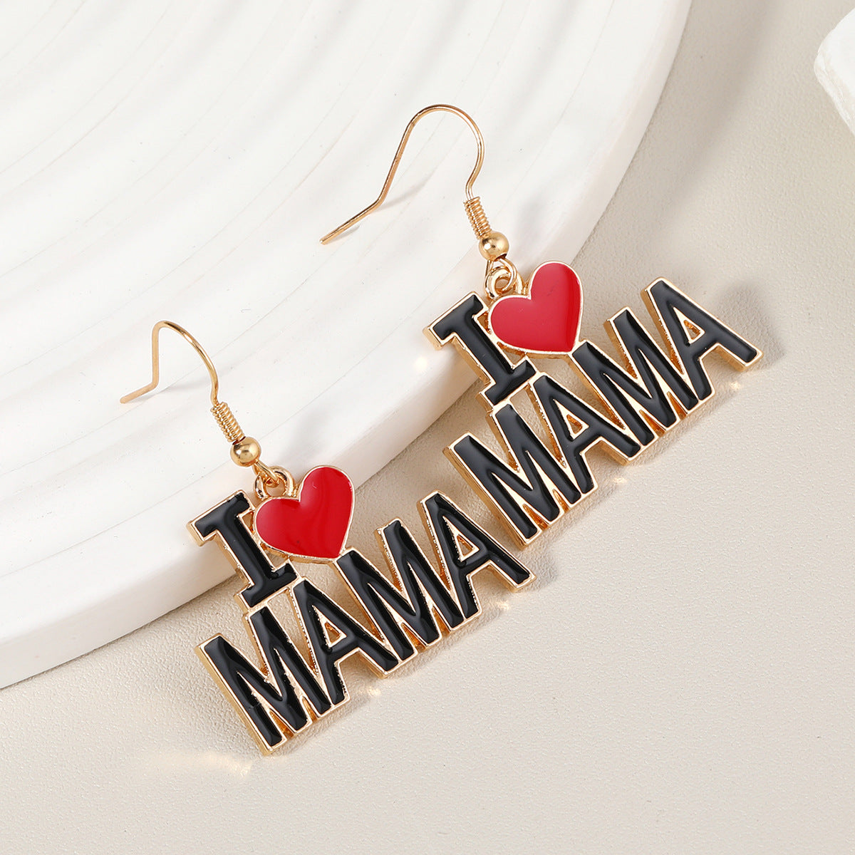 Wholesale MAMA Mother's Day Creative Letter Love Alloy Earrings