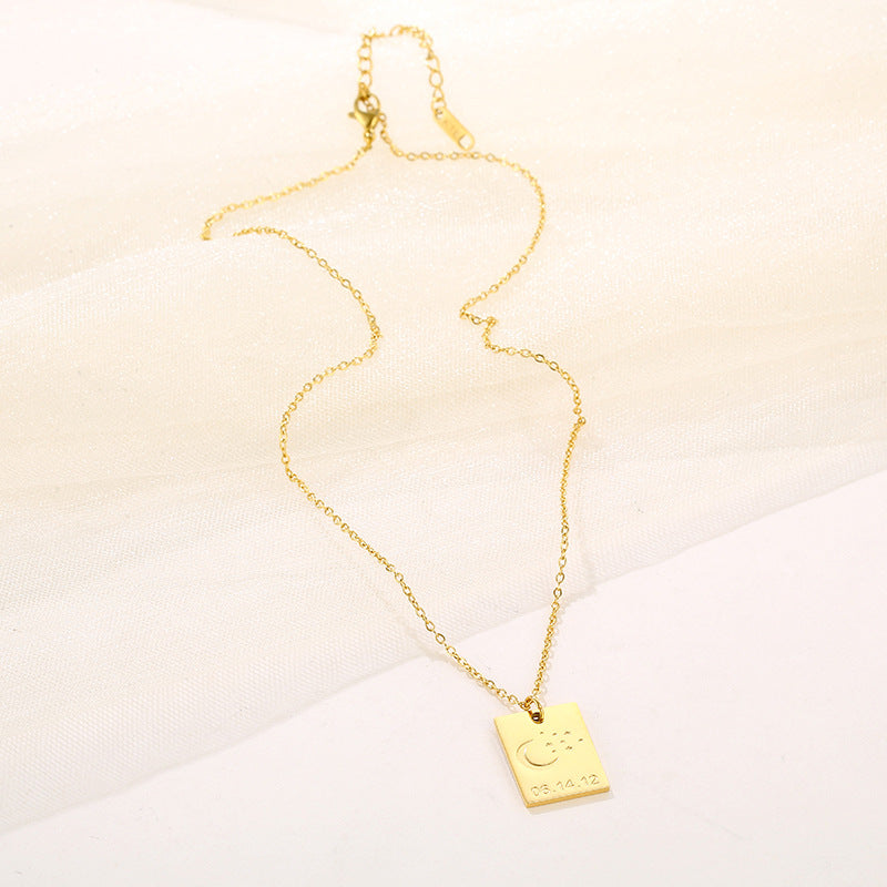 Wholesale Letter Square Tag Titanium Steel Necklace