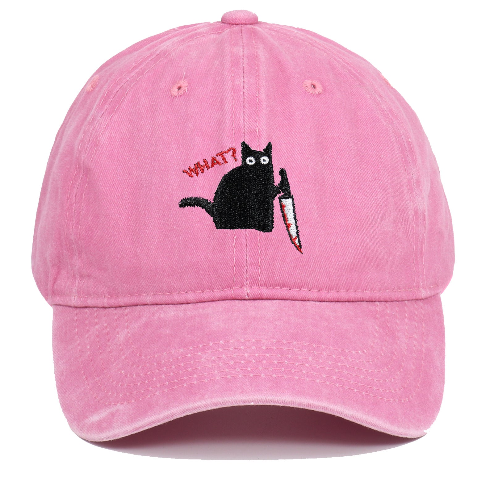 Wholesale Black Cat Knife Embroidered Baseball Cap Cotton Old Washed Baseball Cap