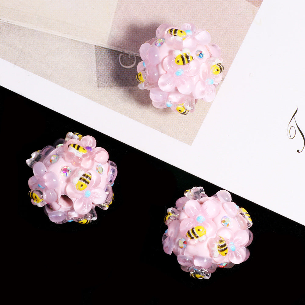 Wholesale 10pcs Polymer clay bee straight hole loose beads beaded DIY accessories