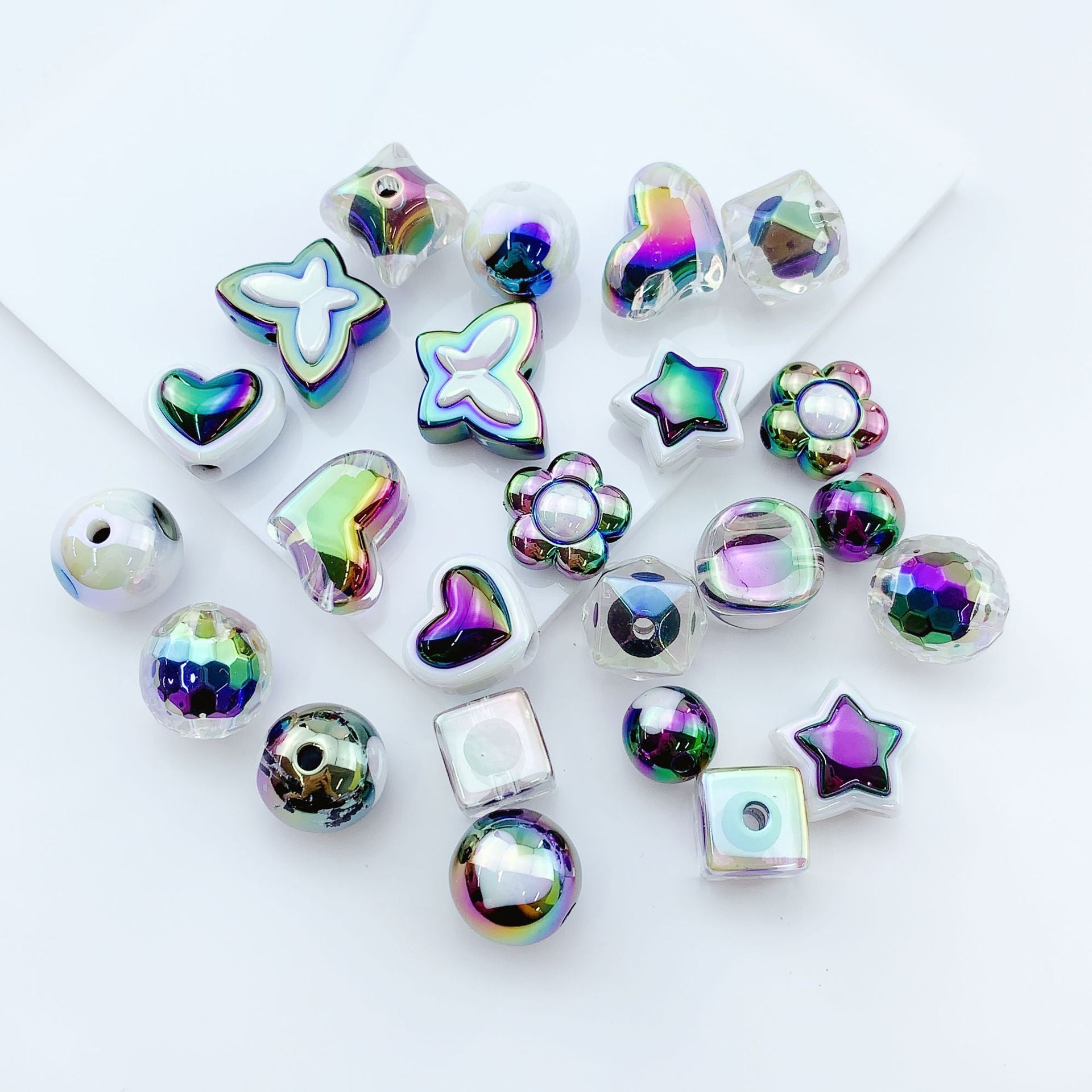 Wholesale of 10PCS Acrylic UV Coated Dark Series Straight Hole Beads