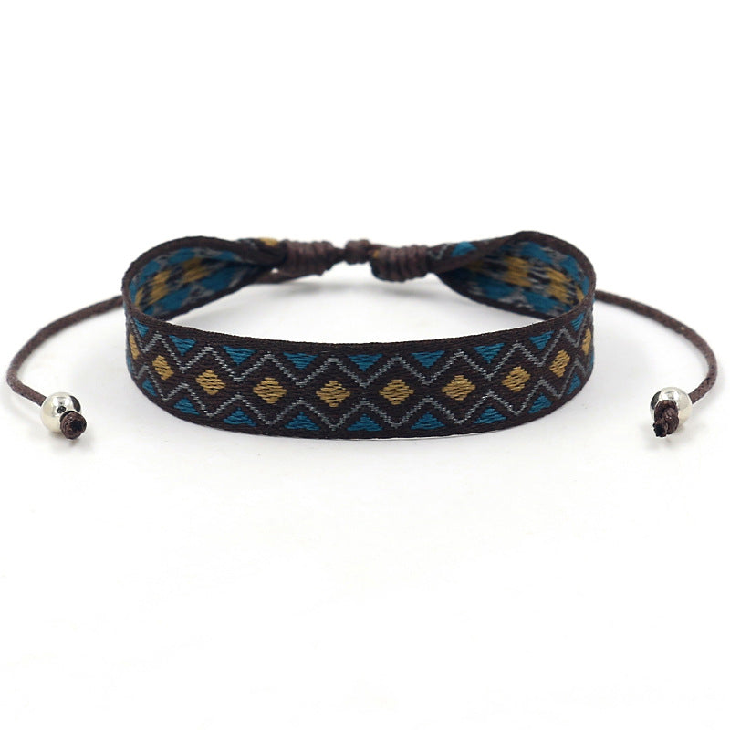 Wholesale Jacquard Geometric Polyester Bracelet