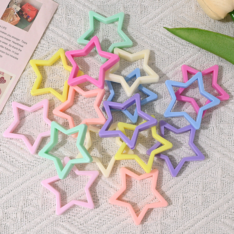 Wholesale  5pcs/pack  Large macaron-colored five-pointed star beads   Acrylic Beads