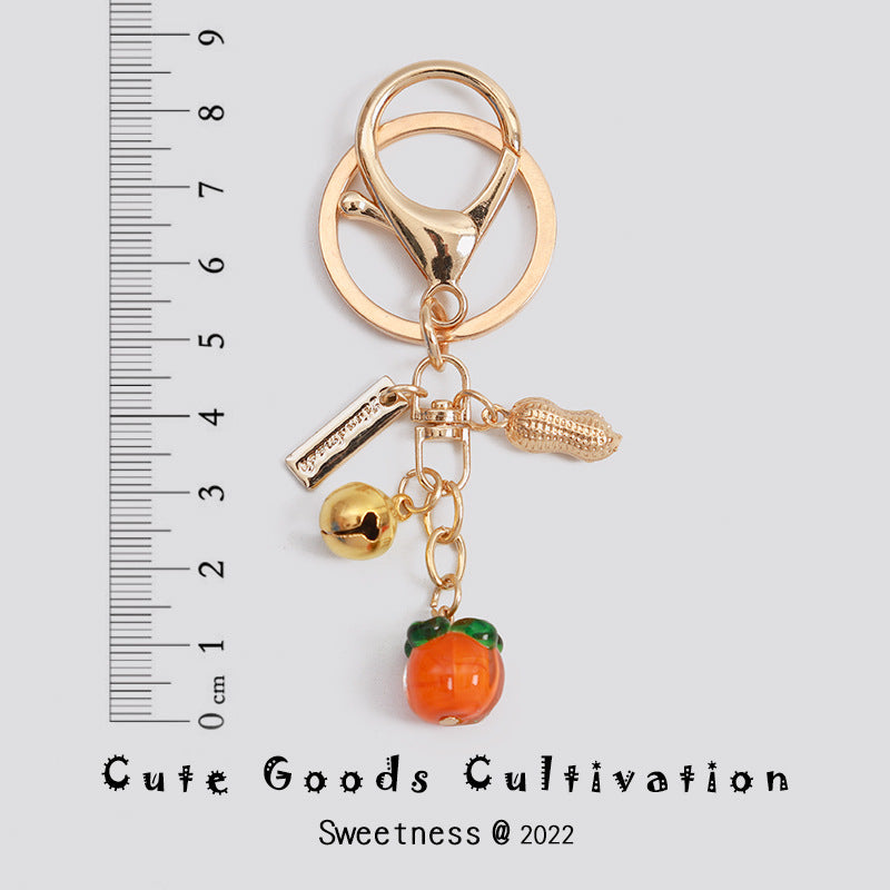 Wholesale Persimmon Keychain Good Things Happen Persimmon Ruyi Sansheng III Bag Exquisite Hanging Accessories Mobile Phone Rope Earphone Box