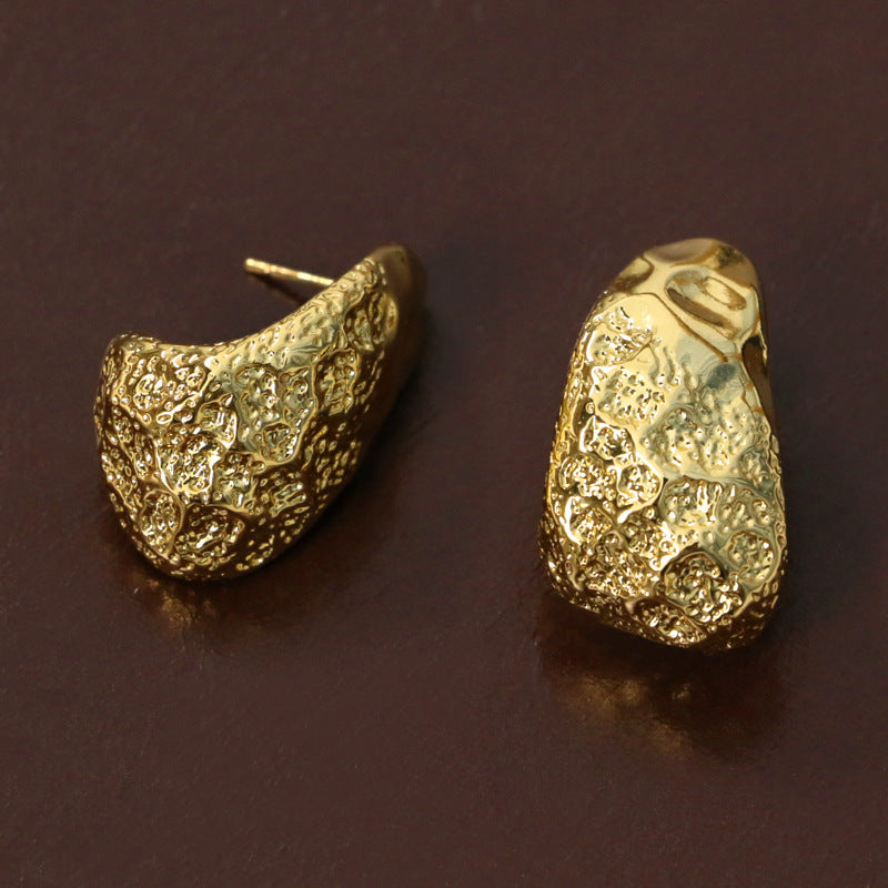 Wholesale 2023 Textured Copper Exaggerated Earrings