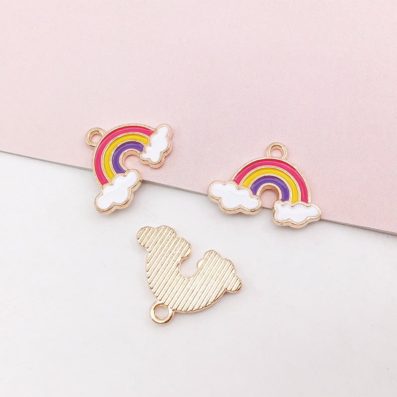 Wholesale Rainbow Cloud Sunflower Meteor Alloy Drip Oil Pendant DIY Necklace Pendant Accessories