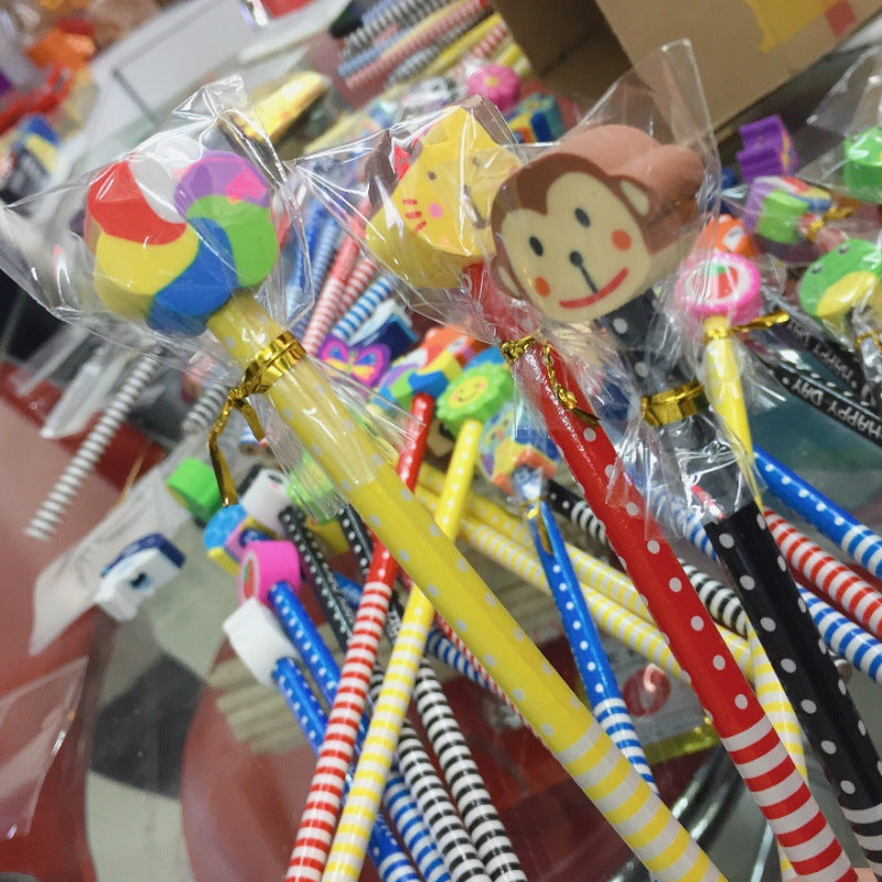 Wholesale Cartoon Pencil Eraser HB Wooden Pencils