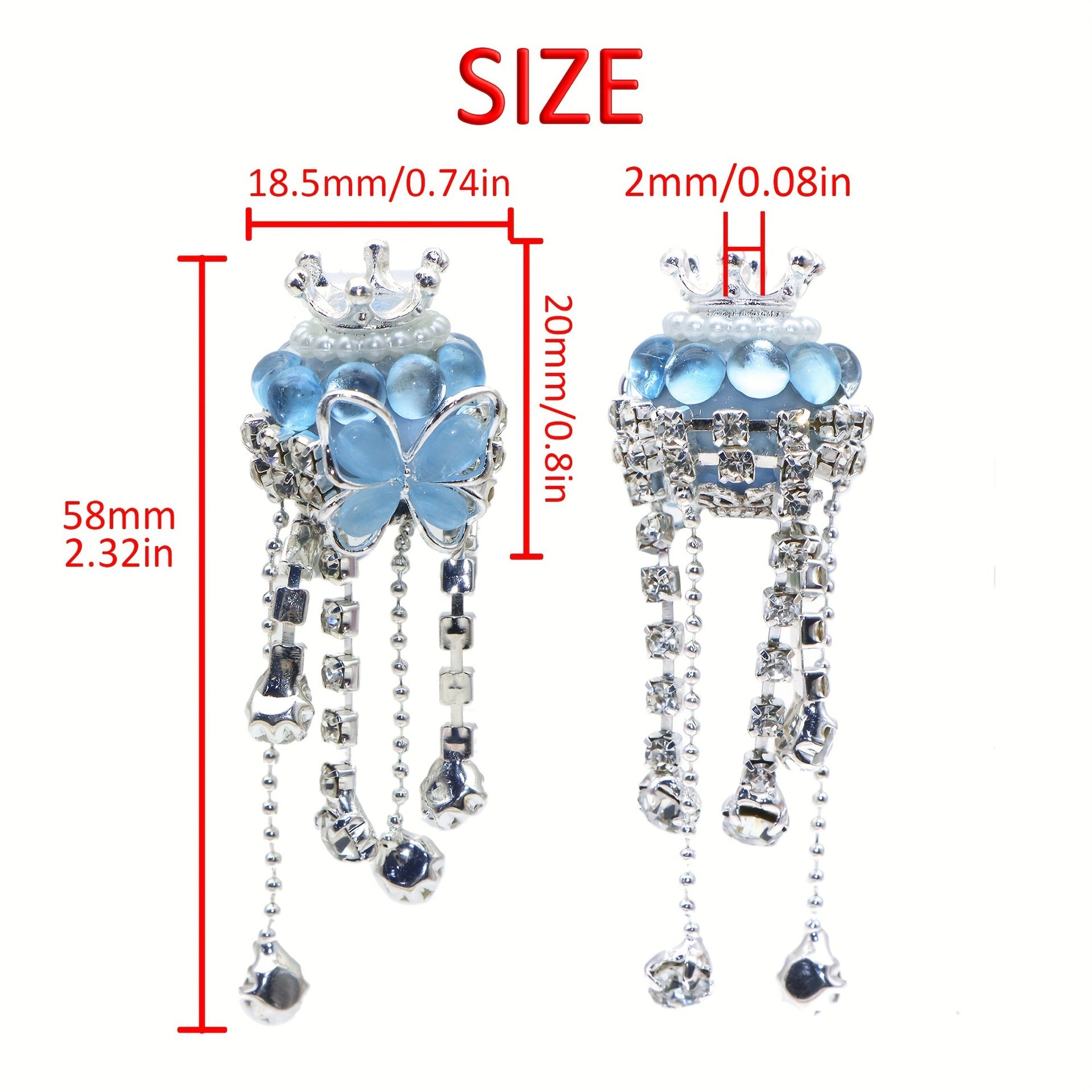 Wholesale 5pcs diamond crown butterfly tassel round beads diy beads