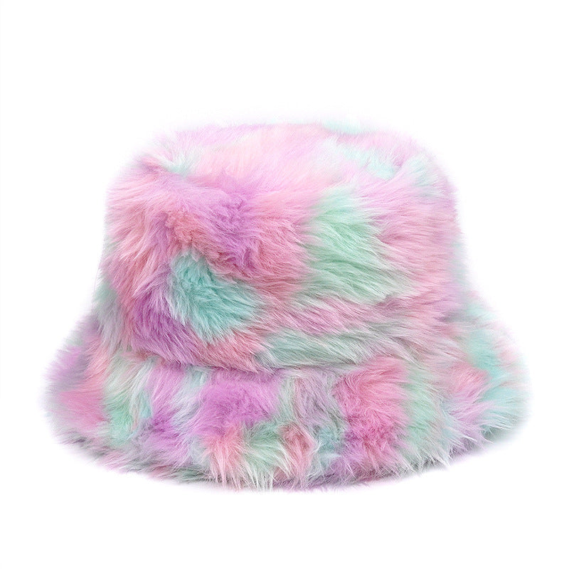 Wholesale Tie Dye Hat Warm Gradient Color Thickened Plush Fisherman Hat
