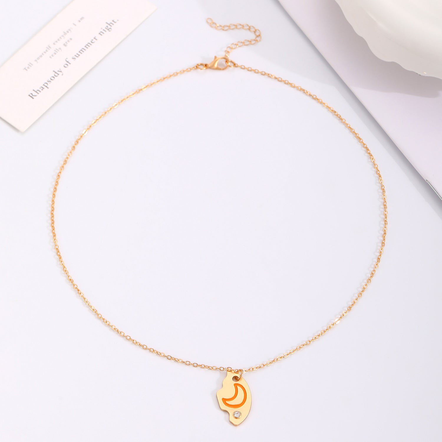Wholesale  Moon and Sun Three-person Splicing Alloy Diamond Two-piece  Set Necklace