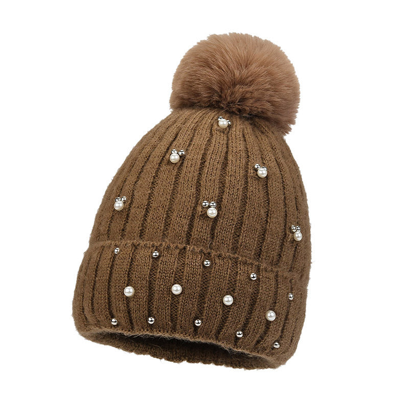 Wholesale Plush and Thick Insulation Knitted Hats with Diamond Wool Hats