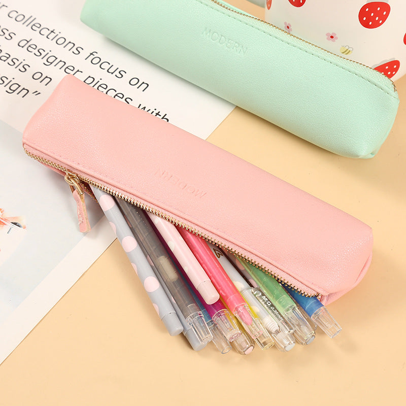 Wholesale Pu Solid Color Pencil Case