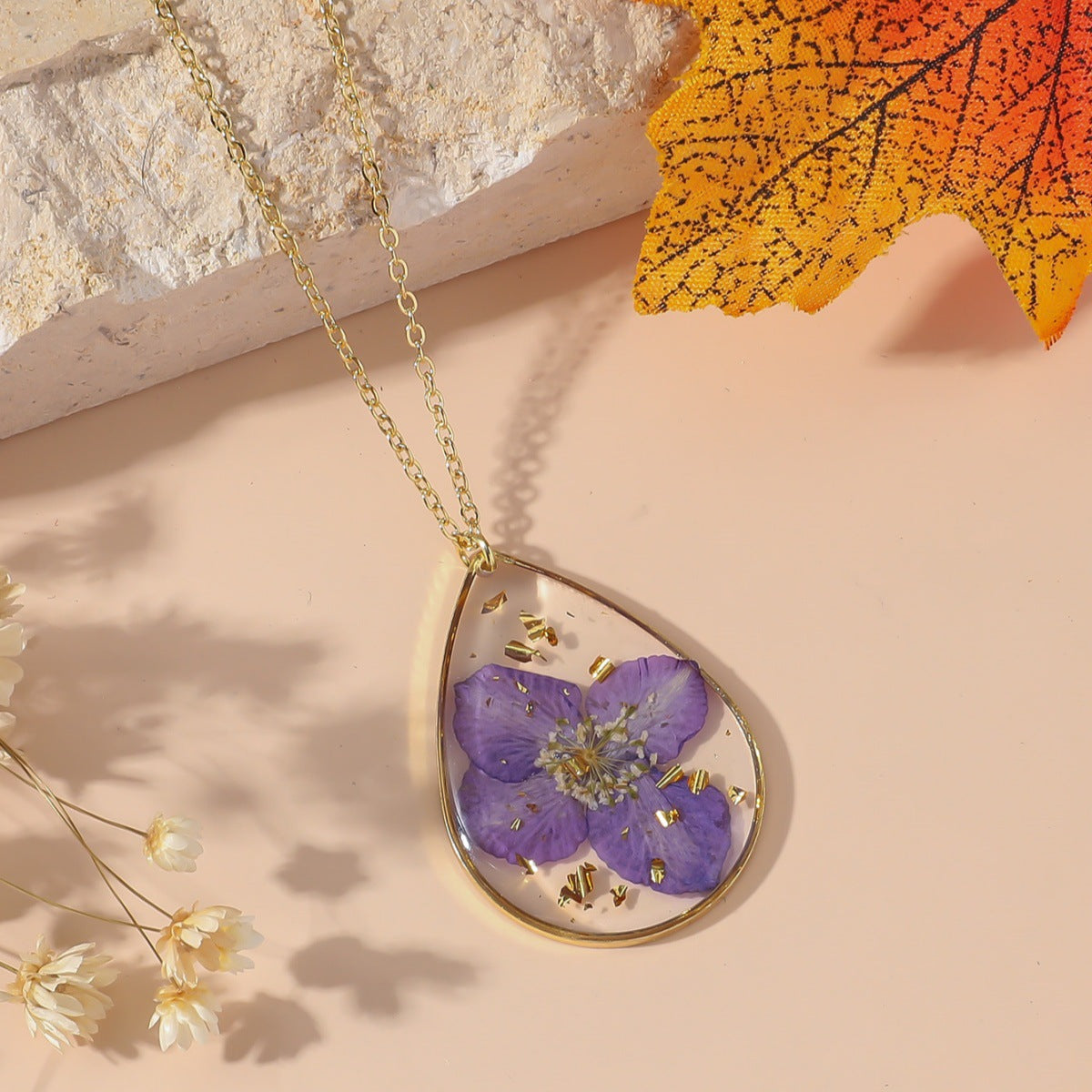 Wholesale Personalized Fashion All-match Niche Design Immortal Dried Flower Long Necklace