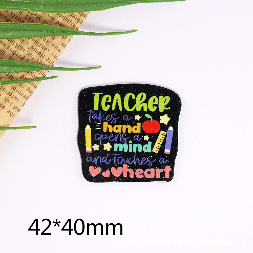 Wholesale 10pcs Cartoon Letters Rainbow Bag Acrylic Cute Things DIY Accessories FlatBack