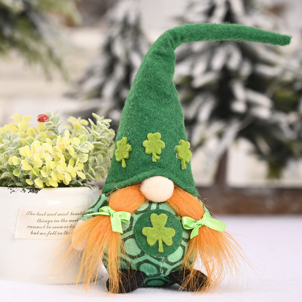 Wholesale St. Patrick's Day Little Doll Standing Green Leaf Gnome Ornament