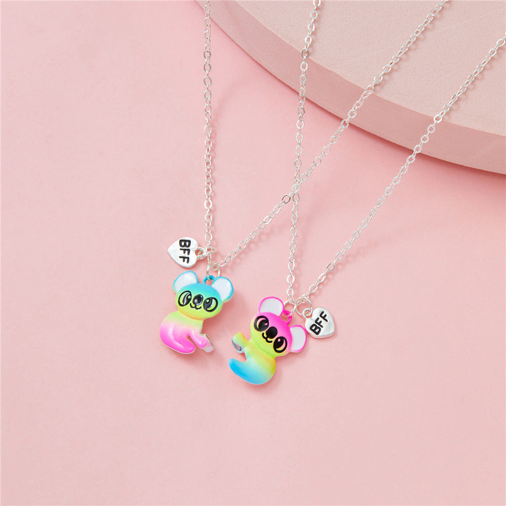 Wholesale Rainbow Raccoon Pals Koala Magnet Pendant Necklaces