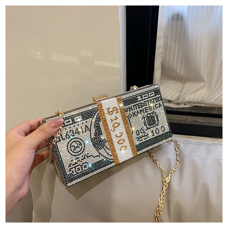 Wholesale Acrylic Full Diamond Chain Crossbody Small Square Box Bag