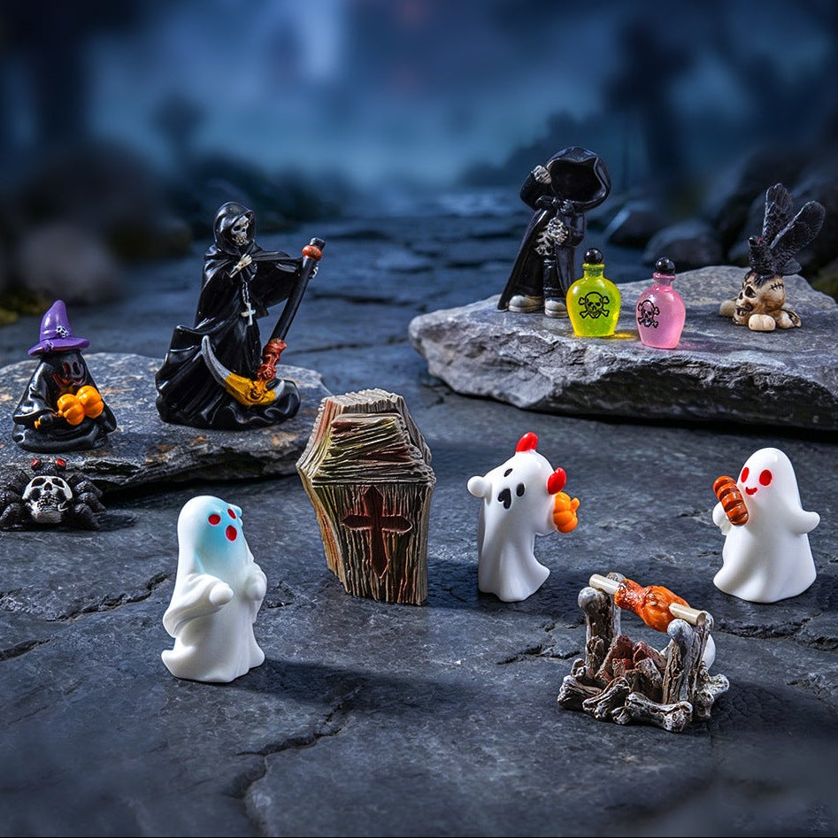 Wholesale  Ghost Grim Reaper Cartoon Resin Miniature Ornament Pendant DIY Decorative Accent