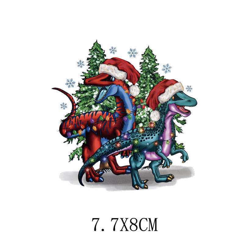 Wholesale Green cartoon Christmas heat transfer pattern   UV DTF Ready to Press Transfers Wraps