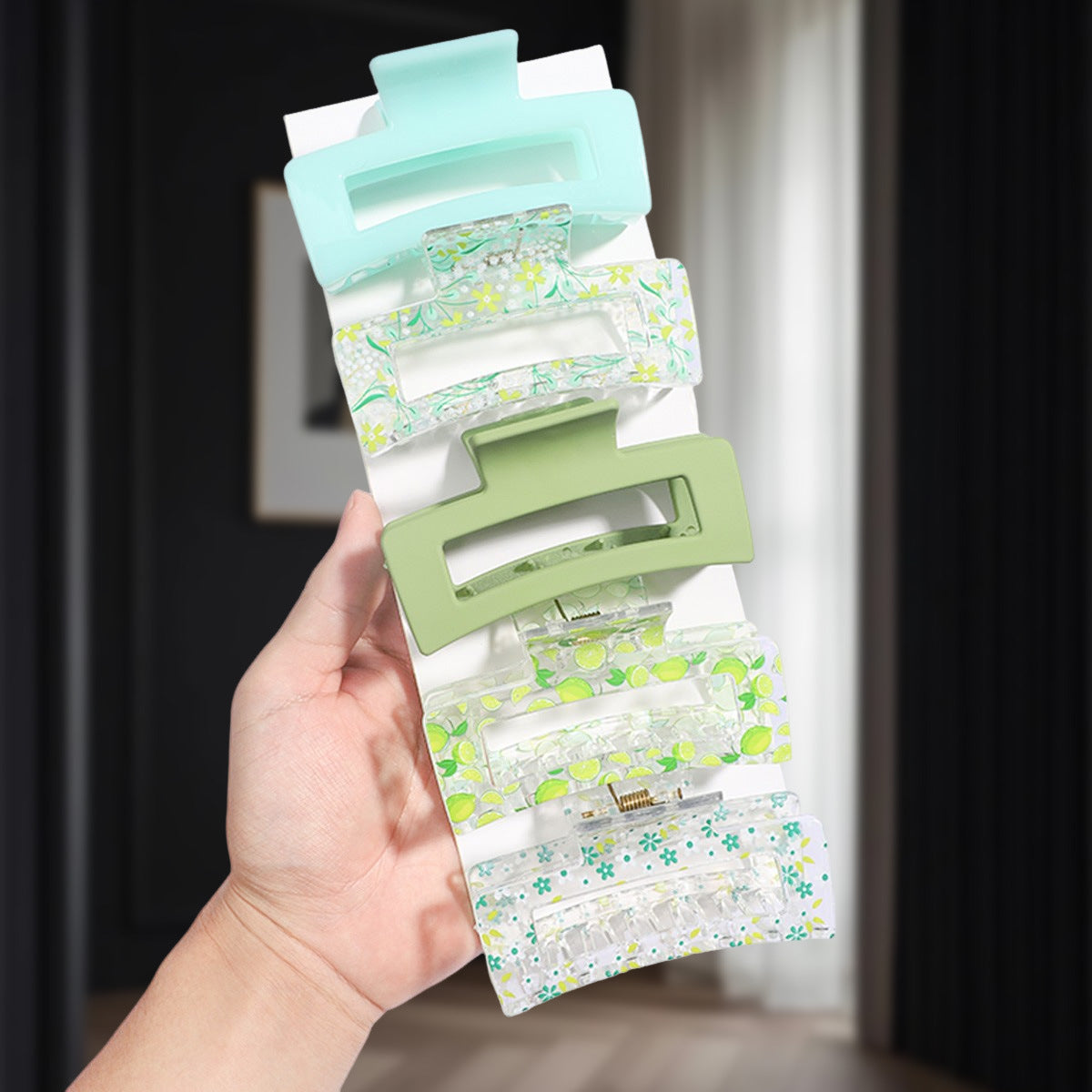 Wholesale Heart Print Summer Heat Square Hair Shark Clip