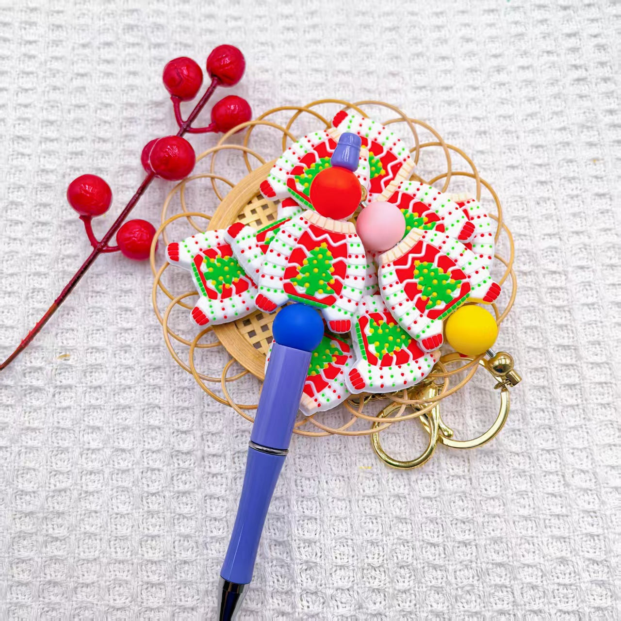 Wholesale 10pcs/pack 2D Christmas  Cartoon Focus Beads  DIY Silicone Beads