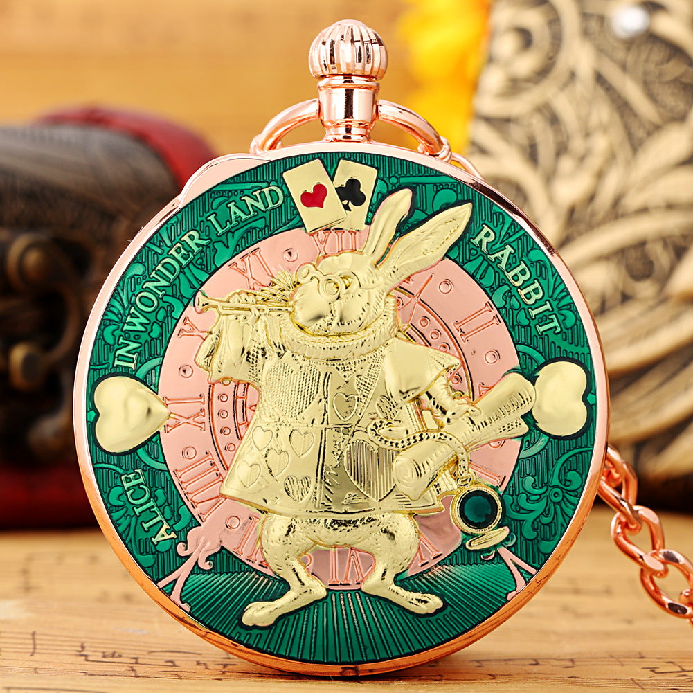 Wholesale Creative Cartoon Rabbit Poker Music Octave Box Pocket Watch OLY Exclusive