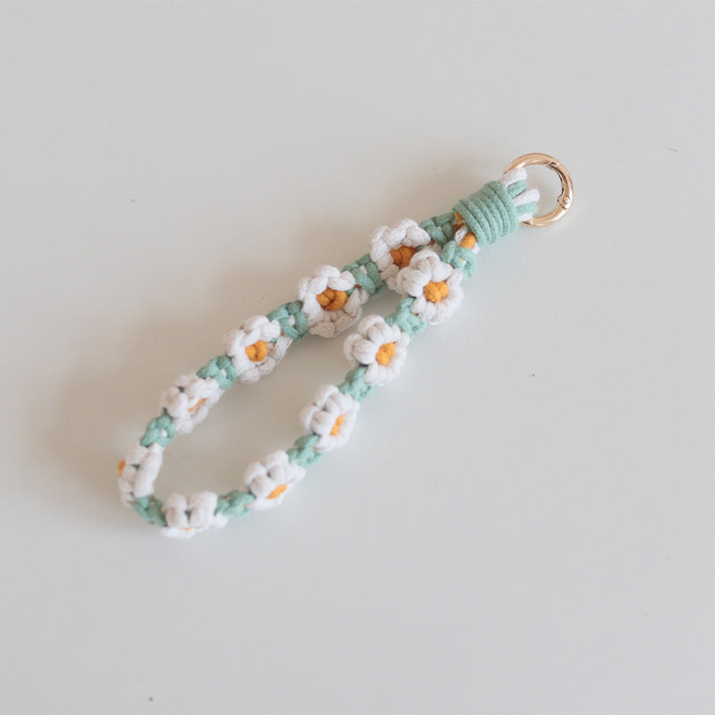 Wholesale Handwoven Daisy Flower Cotton Rope Keychain