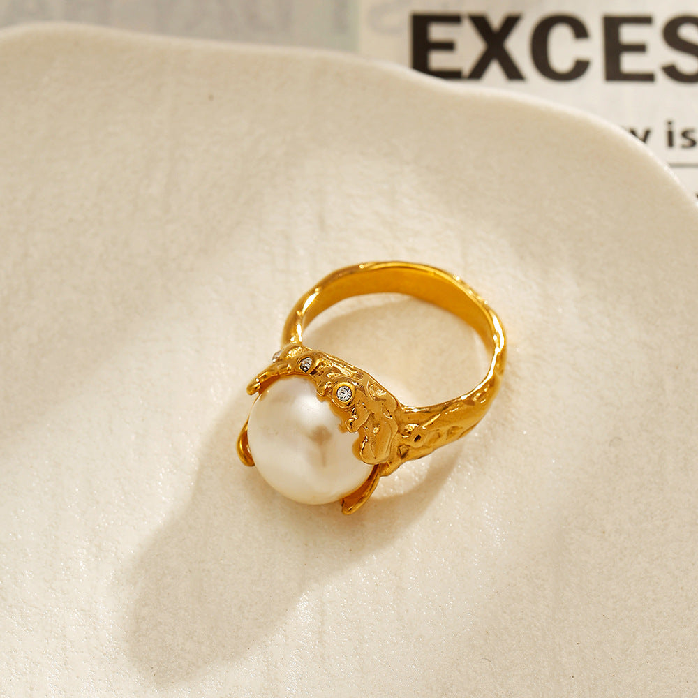Wholesale Stainless steel pearl ring