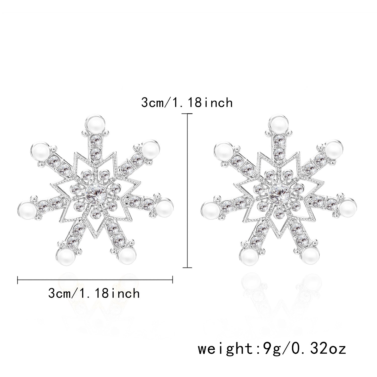 Wholesale Christmas jewelry diamond snowflake pearl earrings