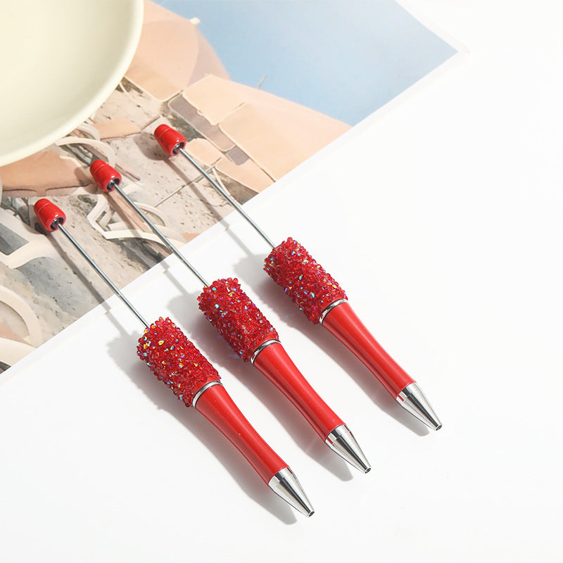Wholesale 10pcs Beadable Pens Heavy Duty Full Diamond DIY Hand-twisted Ballpoint Pen