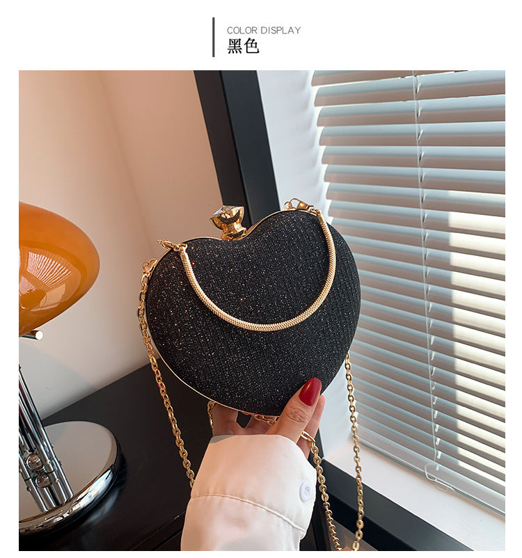 Wholesale PU Peach Heart Chain Handheld Single Shoulder Crossbody Bag