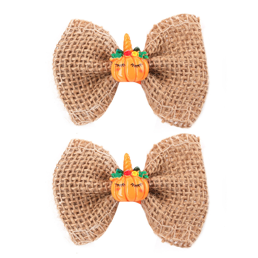 Wholesale 10pcs/pack Thanksgiving Children' s Bow Hairpin Point Small Turkey Accessories Headwear Rowan Ribbon