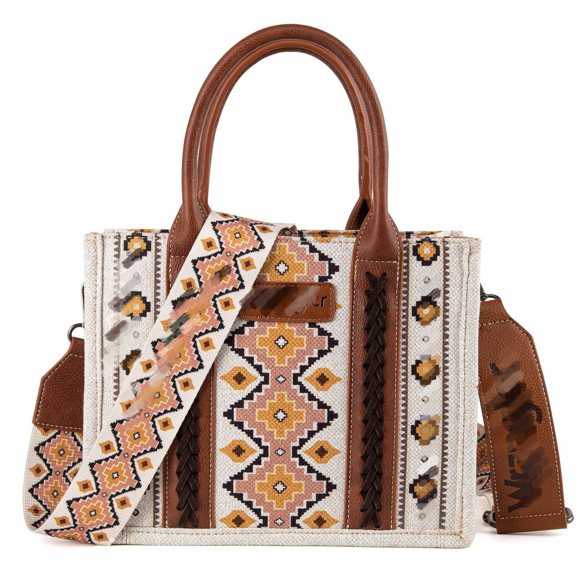 Wholesale Bohemian Canvas Single Shoulder Diagonal Cross Bag Vintage Aztec Ethnic Style Tote Bag