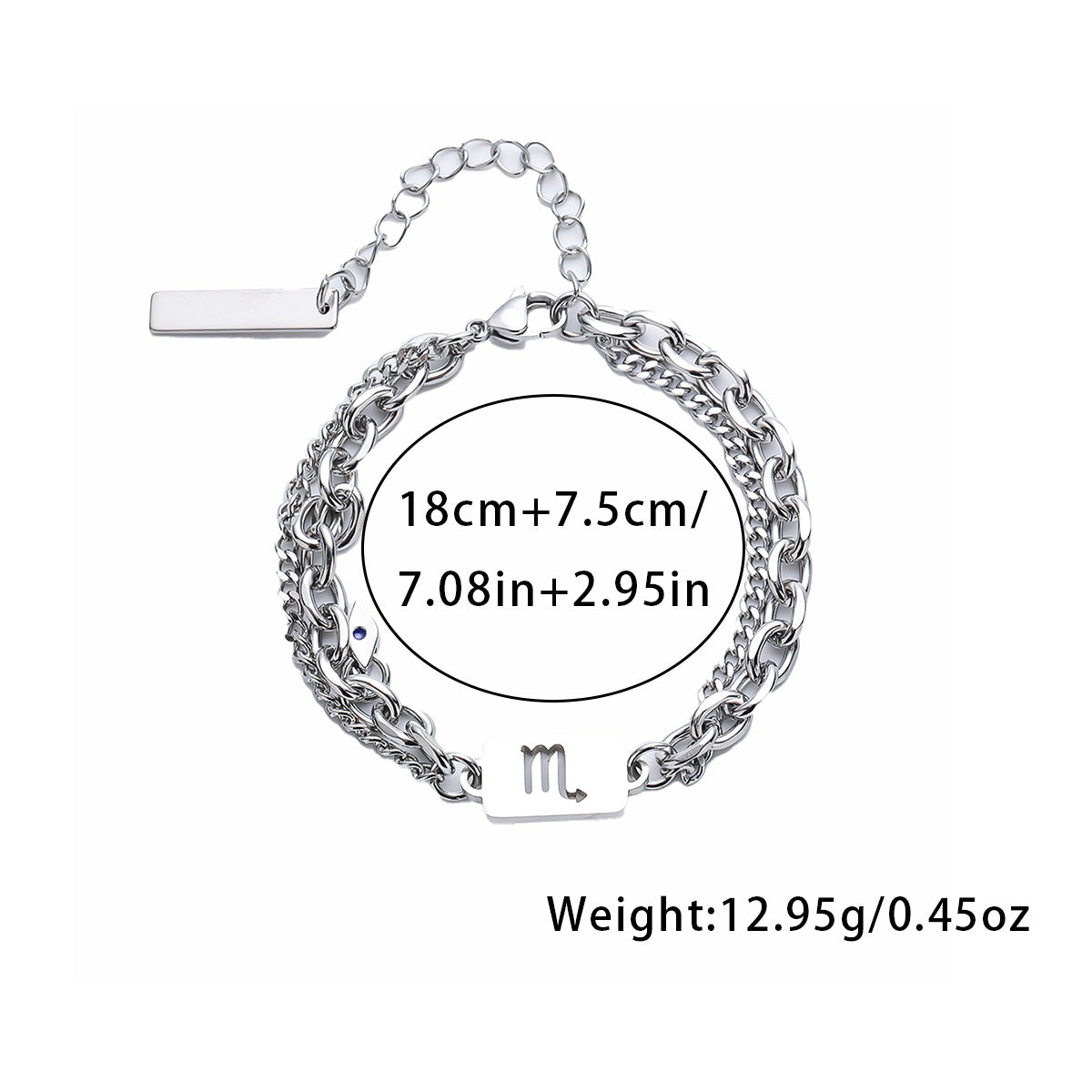 Wholesale Twelve Constellation Necklace  Titanium Steel Color-free Double-layer Chain Bracelet Combination