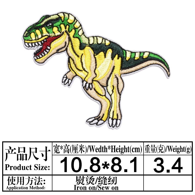 Wholesale Stylish Dinosaur Embroidered Patches Cartoon Animal Cloth Sew On Badges For Clothing Boutique Resale