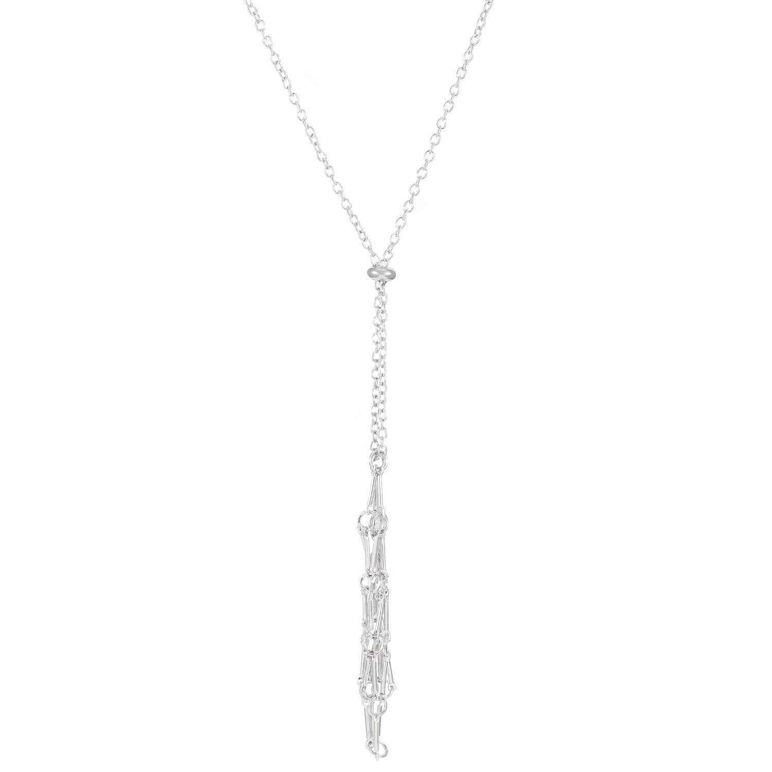 Wholesale  crystal stone net pocket woven metal net pocket necklace bamboo necklace pendant sweater chain adjustment chain