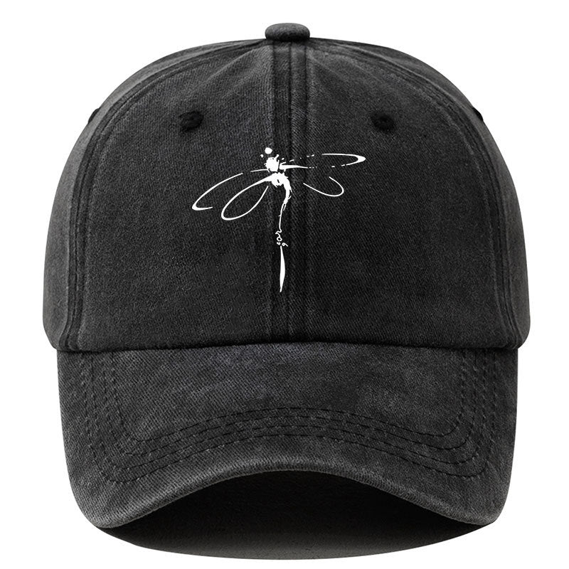 Wholesale Dragonfly Print Washed Distressed Baseball Cap