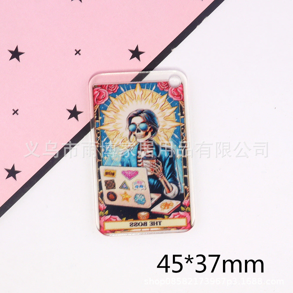 Wholesale 10pcs Cartoon Skull Character Butterfly Rectangular DIY Accessories FlatBack