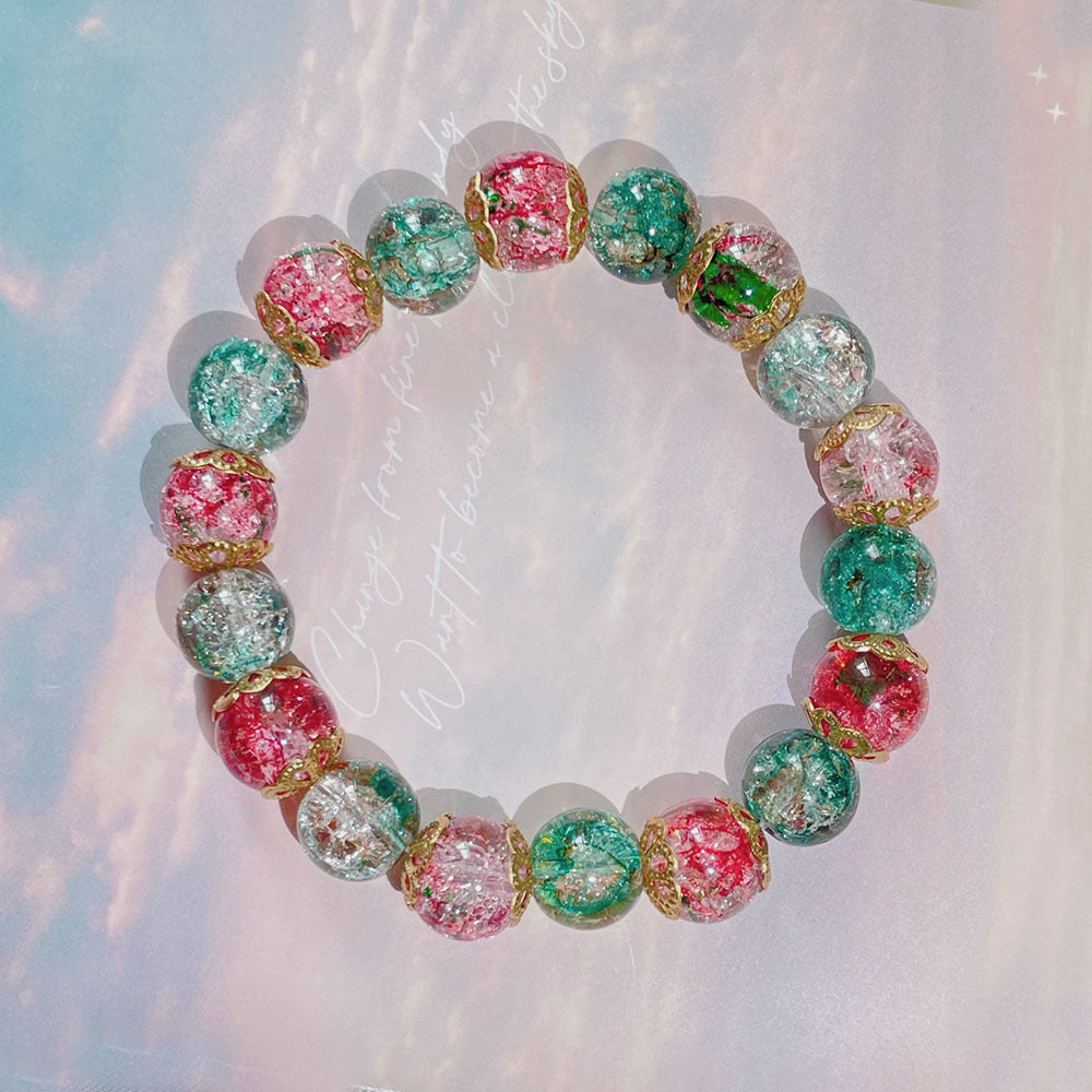 Peads de gradiente de color al por mayor pulsera de vidrio