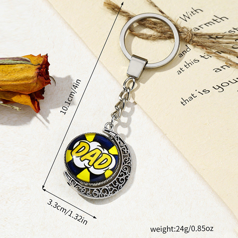 Wholesale Father's Day Thunder Cloud Time Gemstone Metal Keychain